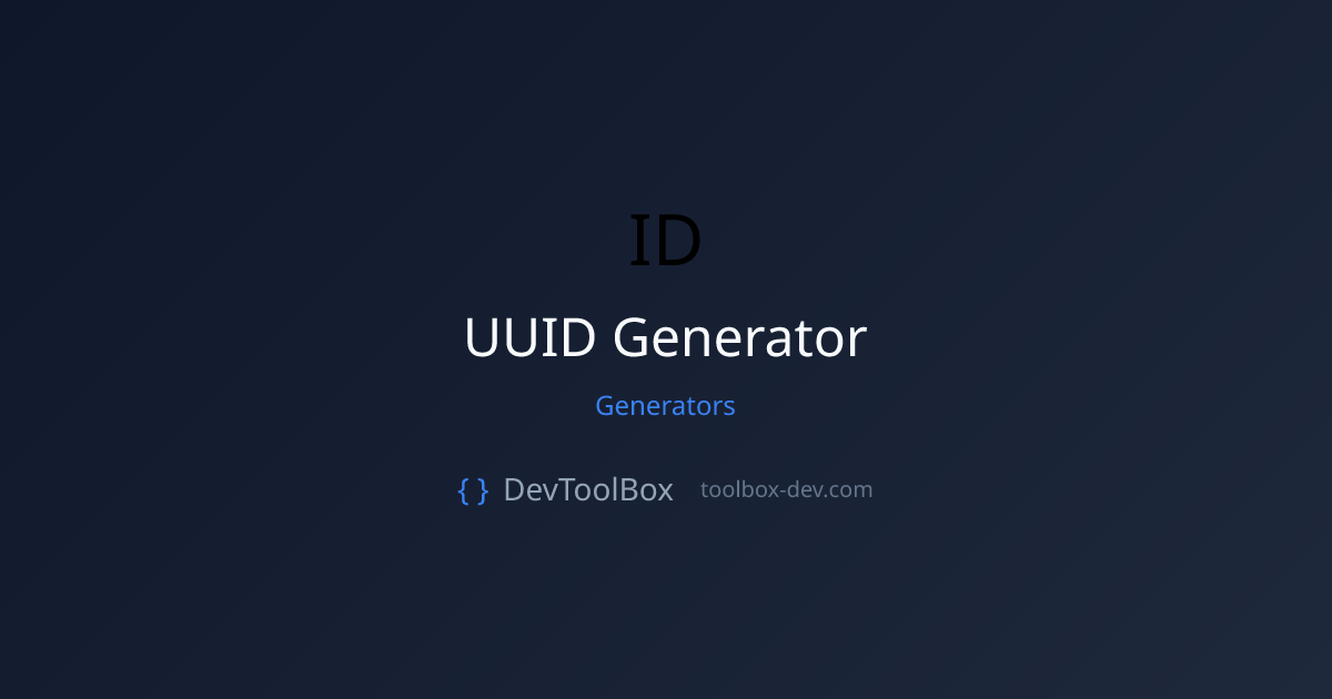 UUID Generator - Generate Random UUID v4 Online Free | DevToolBox